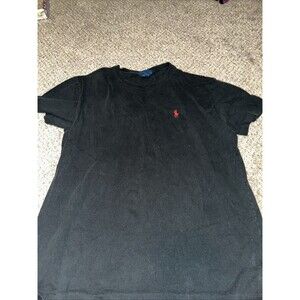 Vintage Polo Ralph Lauren Black T Shirt Mens Size Medium  Red Pony Short Sleeve